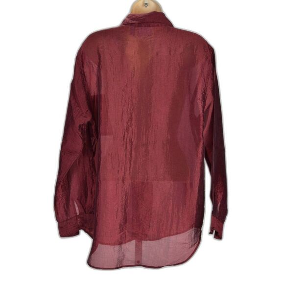 Chico's Design Cranberry Chiffon Tunic Blouse Size 1 (US 8) - Picture 2 of 4